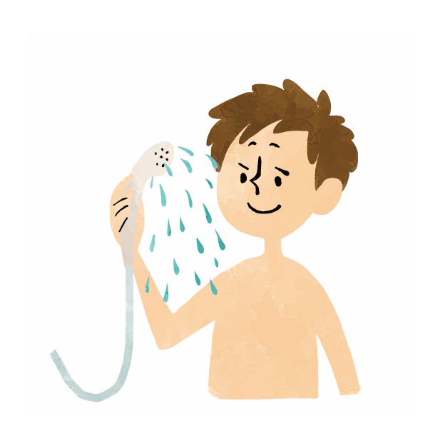 シャワーを浴びている男性の絵